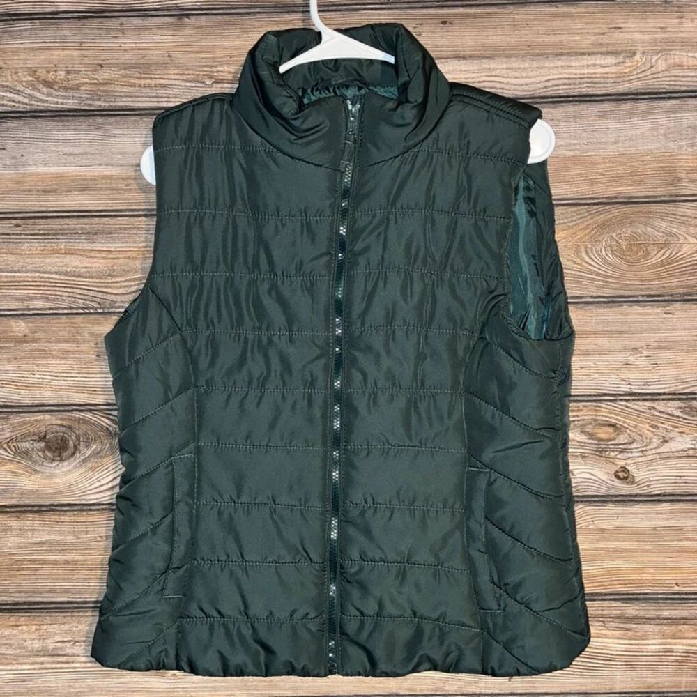 Dark Forest Green Aéropostale Quilted Puffer Vest L 🌲